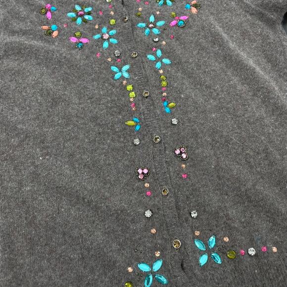 Glam Souls Cashmere Wool Blend Cardigan Rhinestone Brown Size S/M - Picture 8 of 9